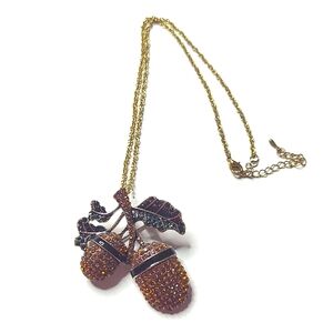 ❤️5/$25 EUC Lavina Fall Themed Acrorn Brooch Necklace